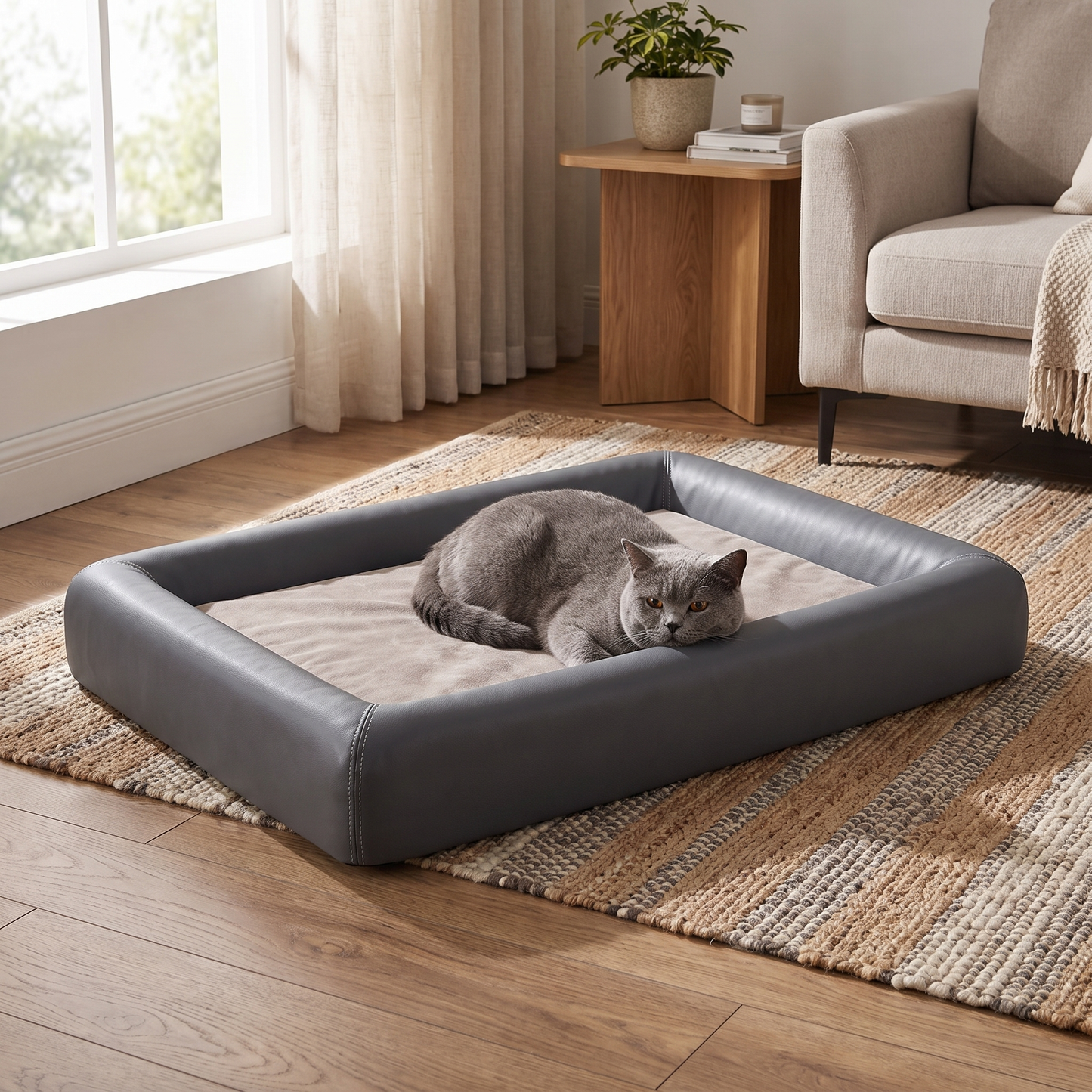 Orthopedic Dog Bed with Memory Foam in Premium Vegan Leather