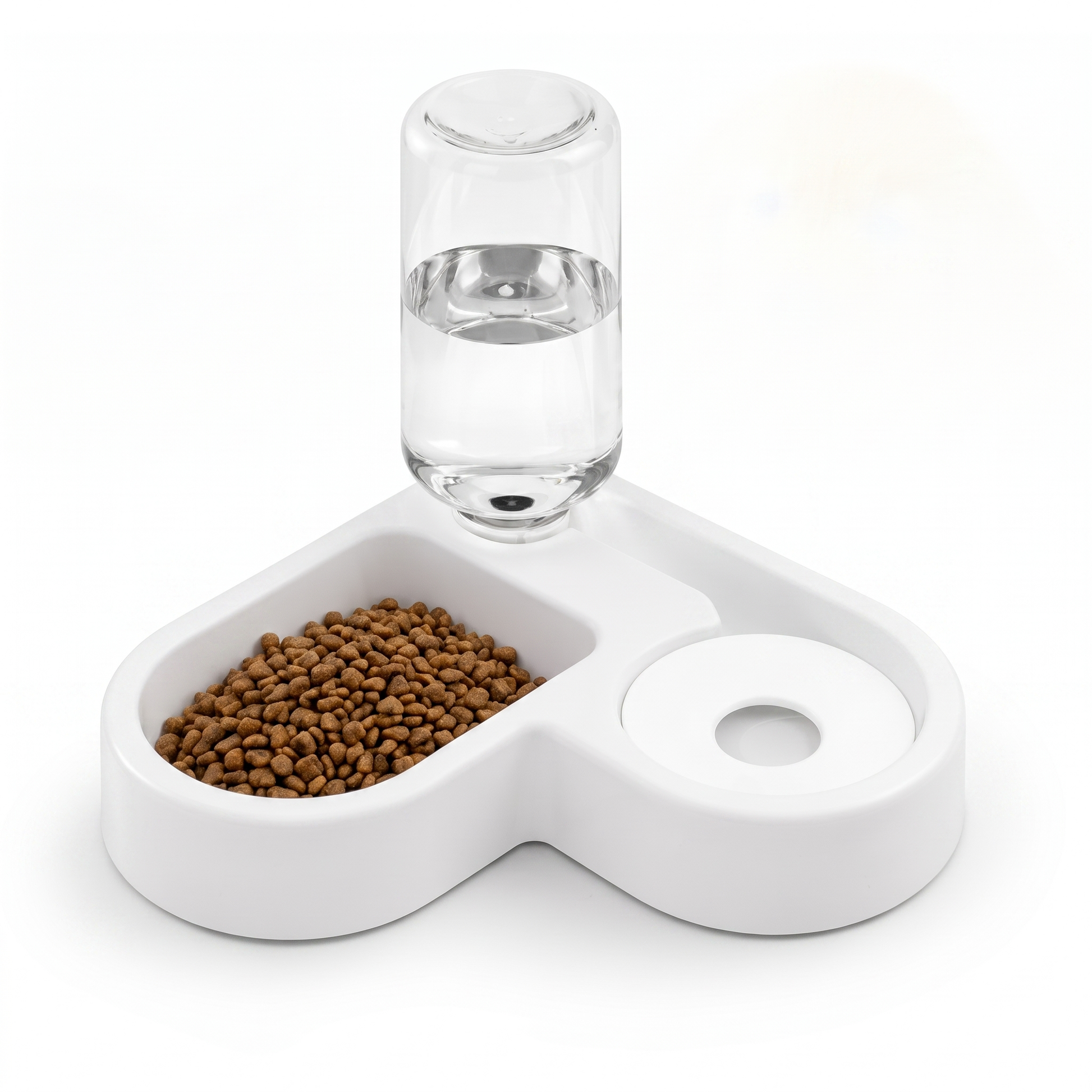 Automatic pet feeder with water dispenser, white 2 in 1 bowl for cats and dogs