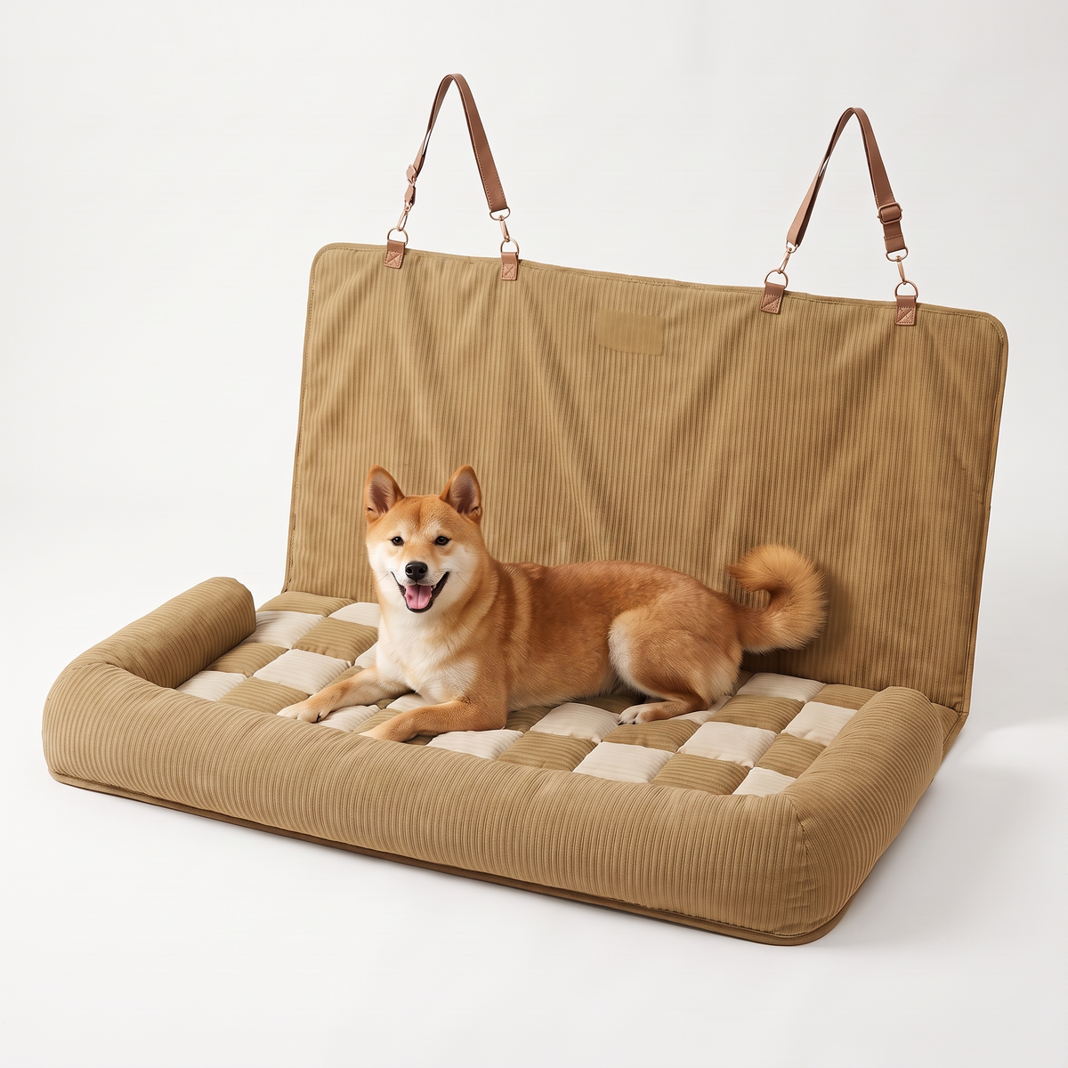 Dog car seat bed tan