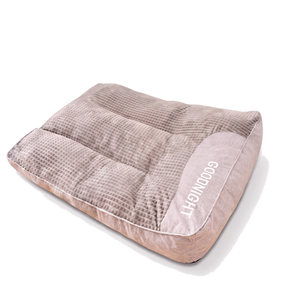 Large orthopedic dog sofa bed with bolster and headrest, grey