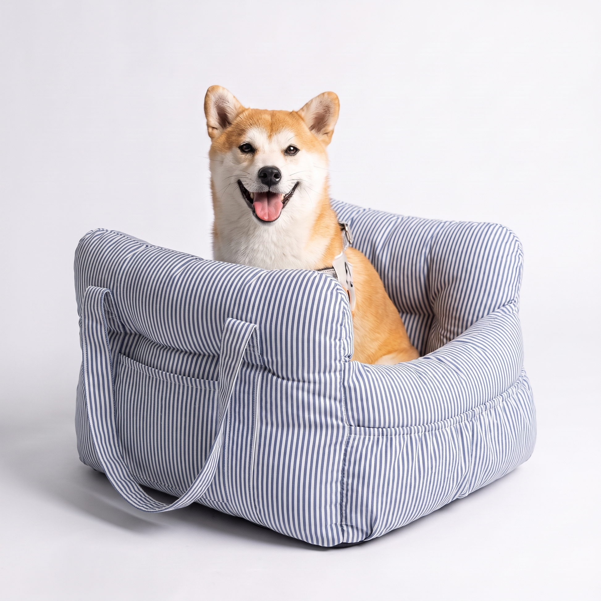 Dog car seat booster Blue Stripe