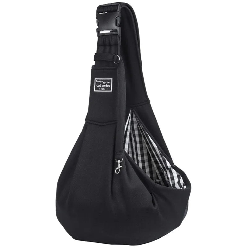 Black padded pet sling carrier