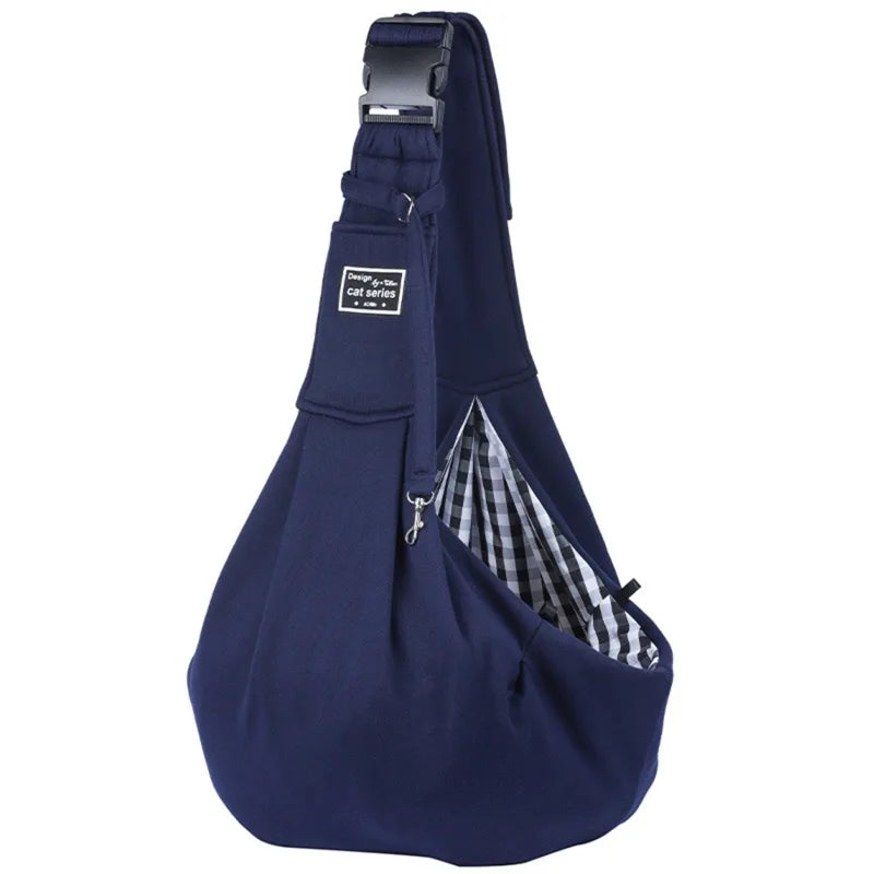 Dark blue padded pet sling carrier