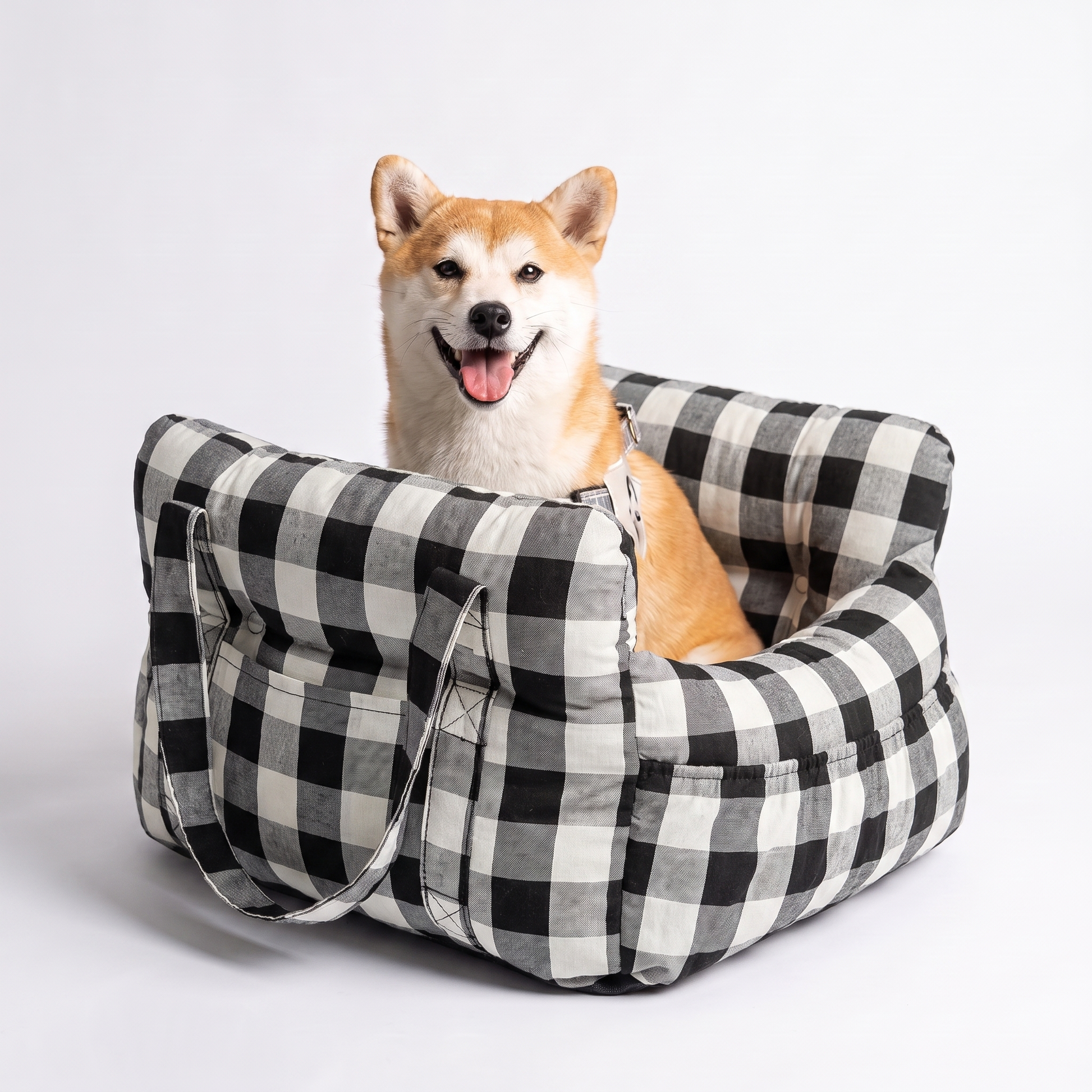 Dog car seat booster Black Plaid
