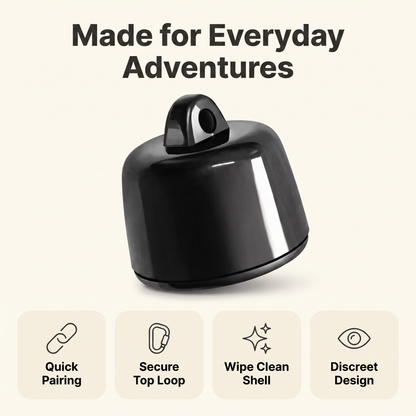 Pet tracker everyday features: quick pairing, secure top loop, wipe clean shell, discreet design