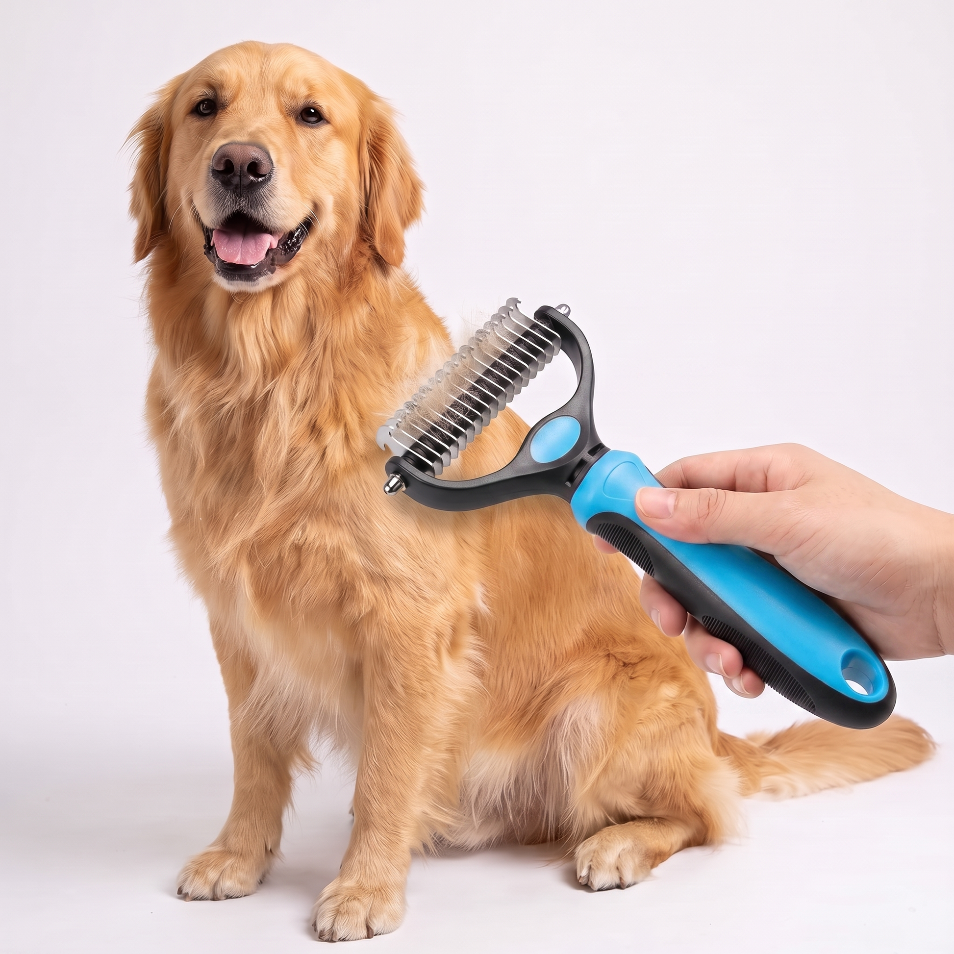 Deshedding brush blue