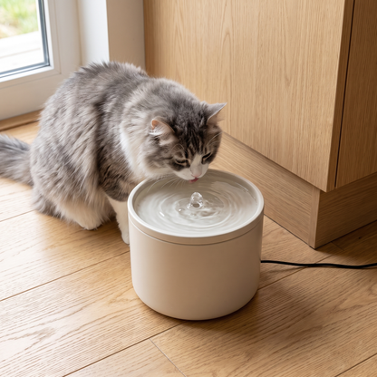 Cat Water Fountain 1L, Quiet Ceramic Cat Drinking Fountain