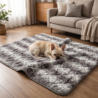 Dog Blanket Luxury Faux Fur Throw for Sofa and Bed, Marble Grey