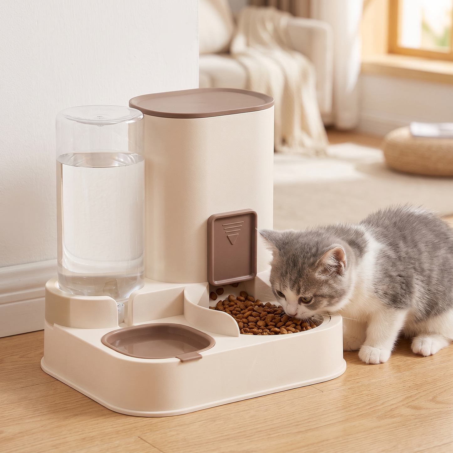 Automatic Cat Feeder and Water Dispenser 2 in 1 Gravity Station
