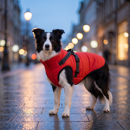 Dog Coat with Built In Harness, Water Resistant Winter Jacket