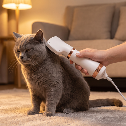 Dog Hair Dryer with Slicker Brush, 2 in 1 Low Noise Grooming Dryer