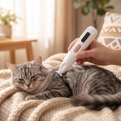 Quiet Dog Clippers, Rechargeable Ceramic Blade Paw Trimmer with LED