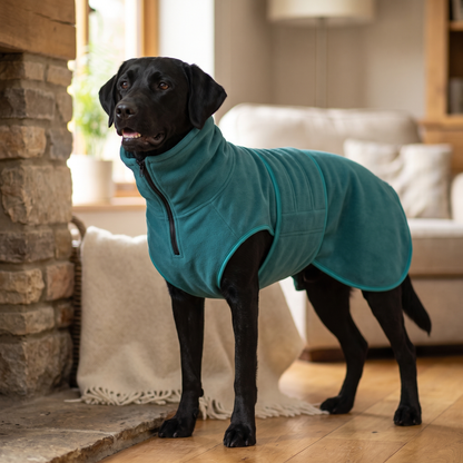 Dog Towel Drying Coat, Super Absorbent Robe for Wet Dogs, Teal