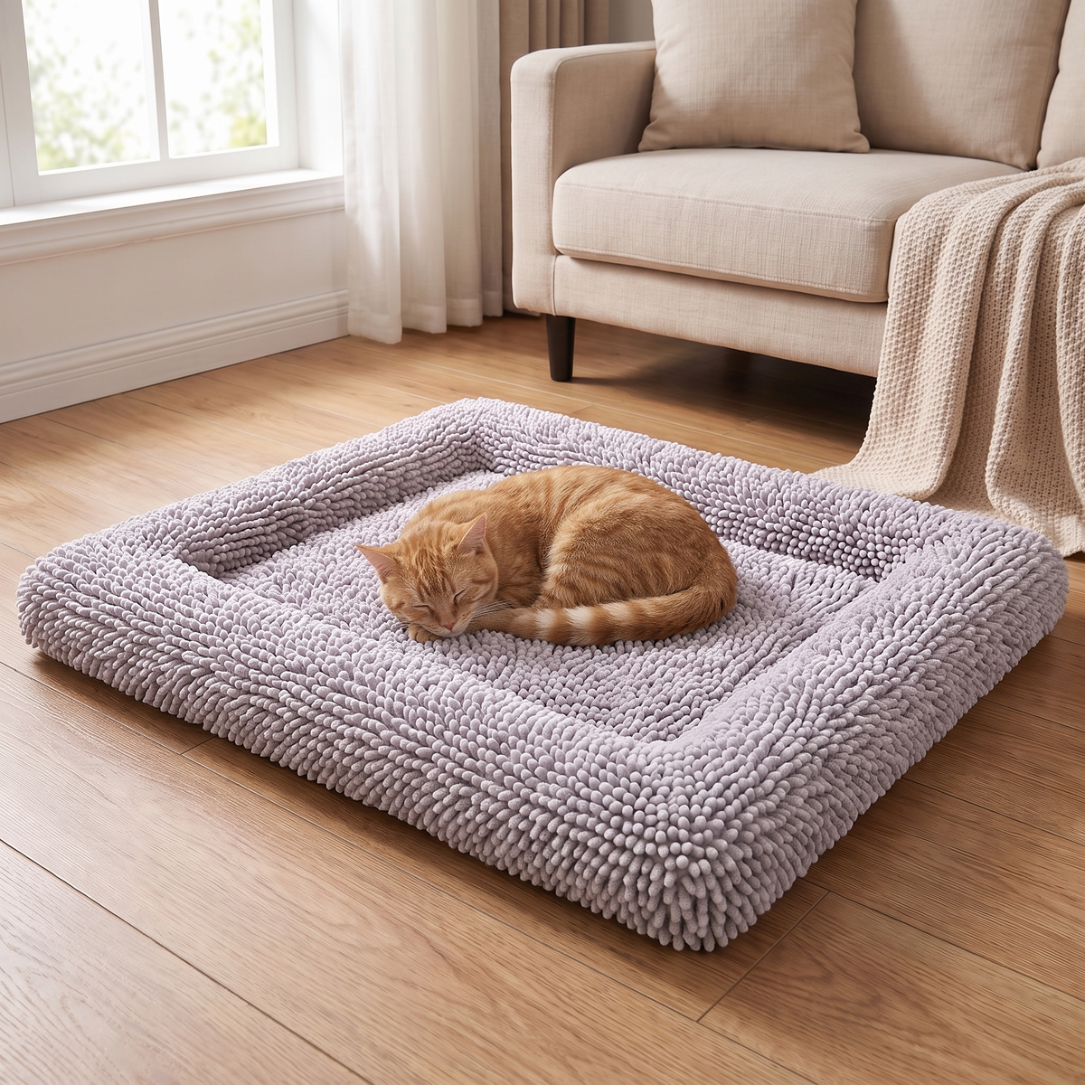 Memory Foam Dog Mat with Washable Removable Noodle Cover