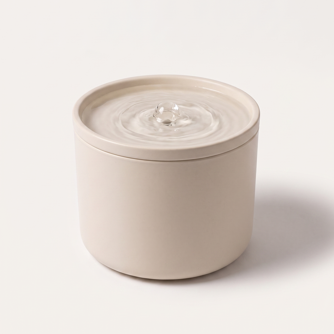 Cat Water Fountain 1L, Quiet Ceramic Cat Drinking Fountain