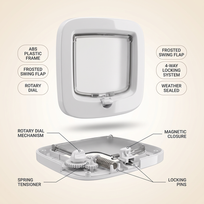 Cat Flap with 4 Way Manual Locking Door for Cats and Small Pets