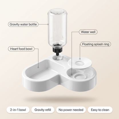 Automatic Cat Feeder with Water Dispenser - Compact 2 in 1 Bowl
