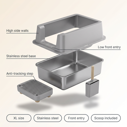 XL Front Entry Stainless Steel Litter Box