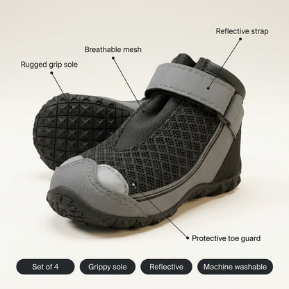 Dog Boots with Waterproof Grip Soles, Paw Protection Set of 4