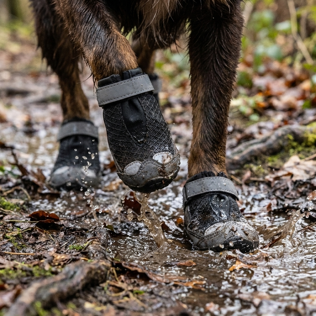 Dog Boots with Waterproof Grip Soles, Paw Protection Set of 4
