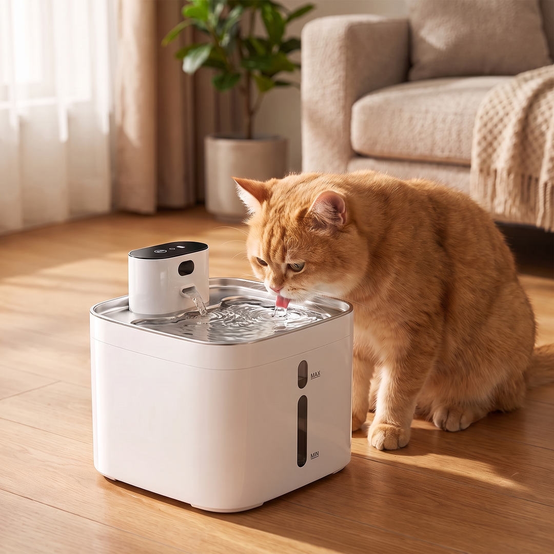 Cat Water Fountain Cordless Rechargeable Pumpless Stainless Steel