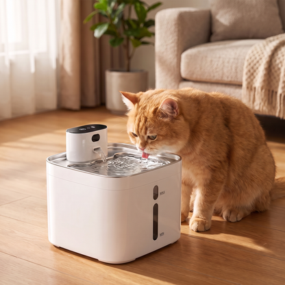 Cat Water Fountain Cordless Rechargeable Pumpless Stainless Steel