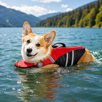 Dog Life Jacket Buoyant Swim Vest with Rescue Handle