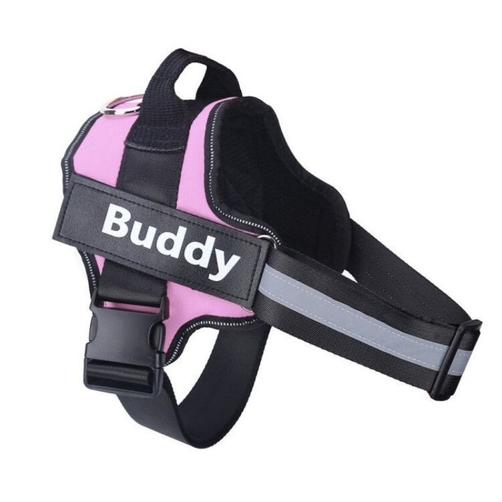 Pink no pull dog harness with handle and reflective straps