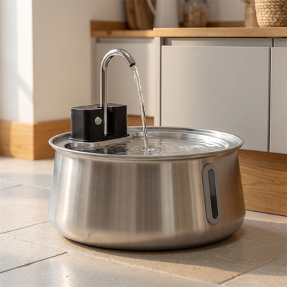 cat water fountain 3 2l stainless steel automatic pet drinking tap in use