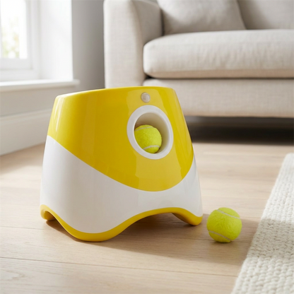 dog ball launcher automatic interactive fetch machine in use