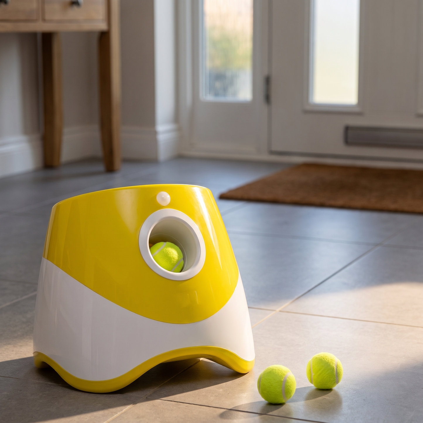 dog ball launcher automatic interactive fetch machine in use