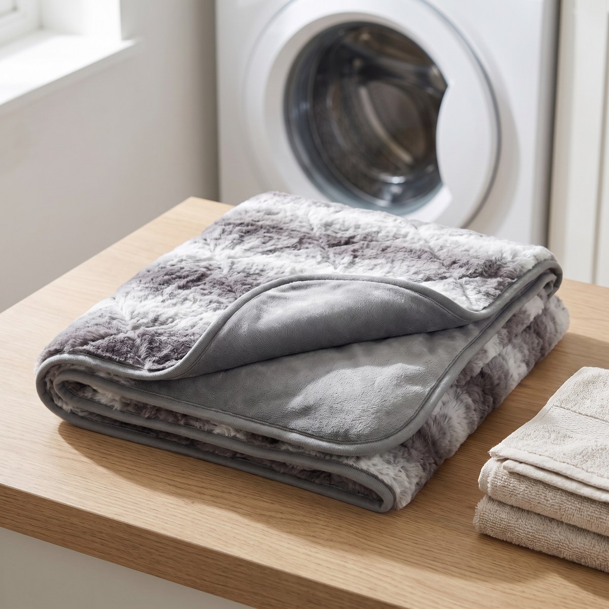 dog blanket luxury faux fur throw for sofa and bed marble grey in use