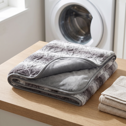 dog blanket luxury faux fur throw for sofa and bed marble grey in use