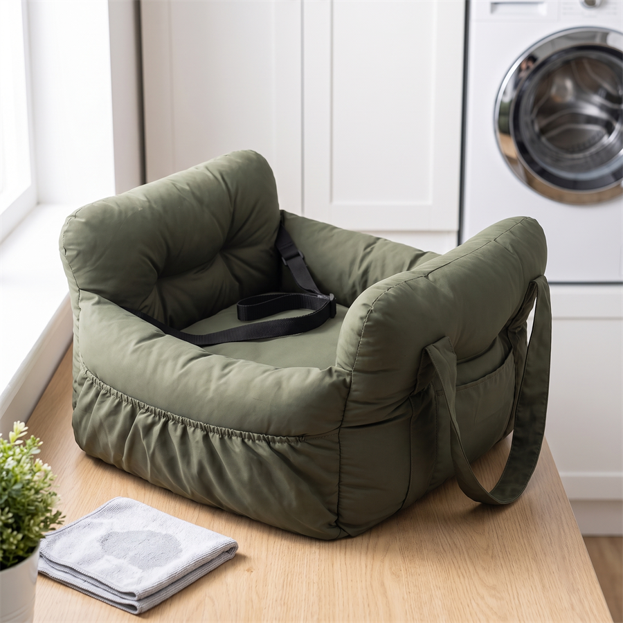dog car seat portable booster lookout bed with safety tether in use