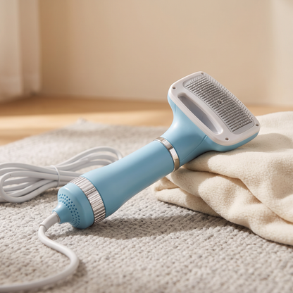dog hair dryer with slicker brush 2 in 1 low noise grooming dryer in use