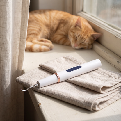 dog teeth cleaning kit ultrasonic plaque and tartar cleaner in use