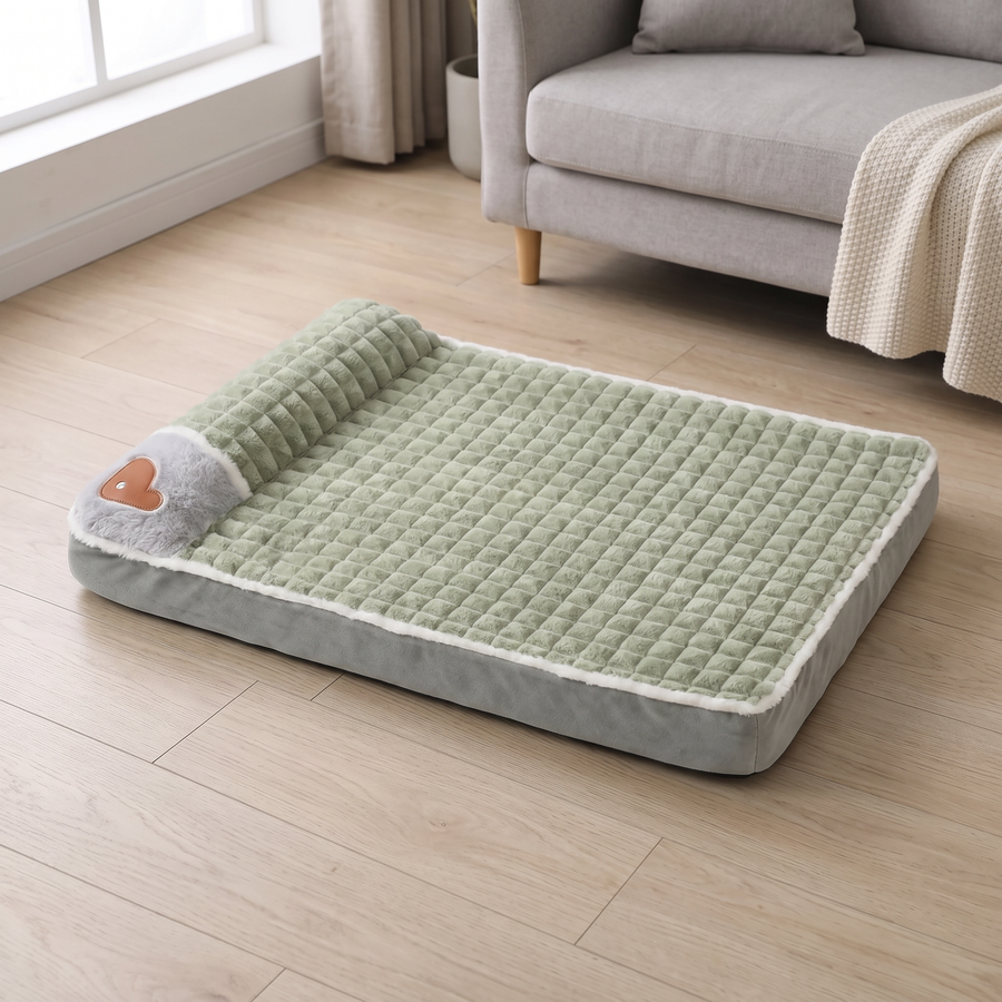 orthopedic memory foam dog bed with washable removable cover in use