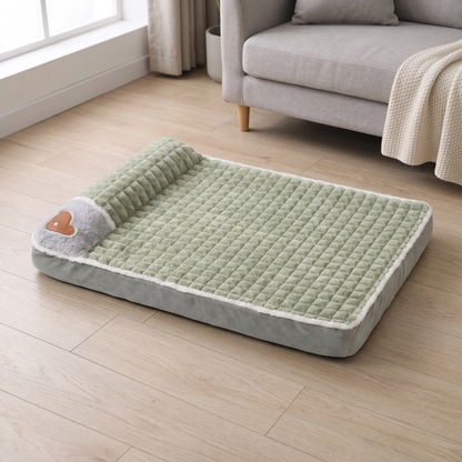 orthopedic memory foam dog bed with washable removable cover in use