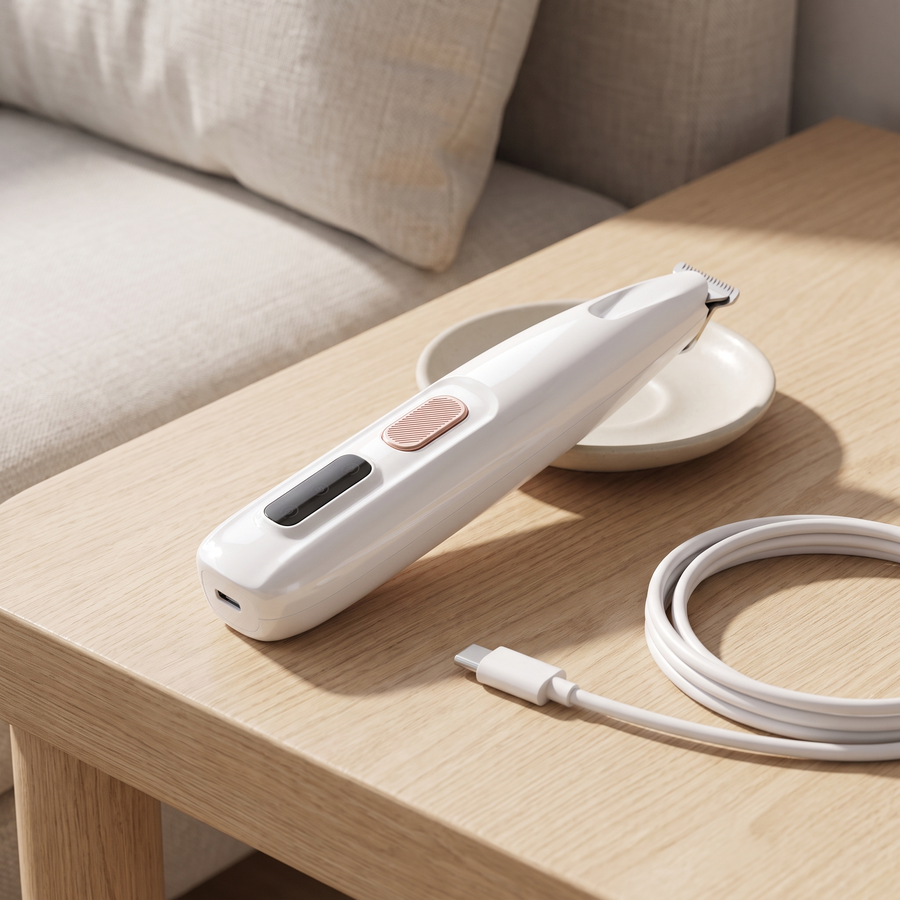 quiet dog clippers rechargeable ceramic blade paw trimmer with led in use