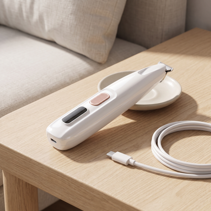 quiet dog clippers rechargeable ceramic blade paw trimmer with led in use