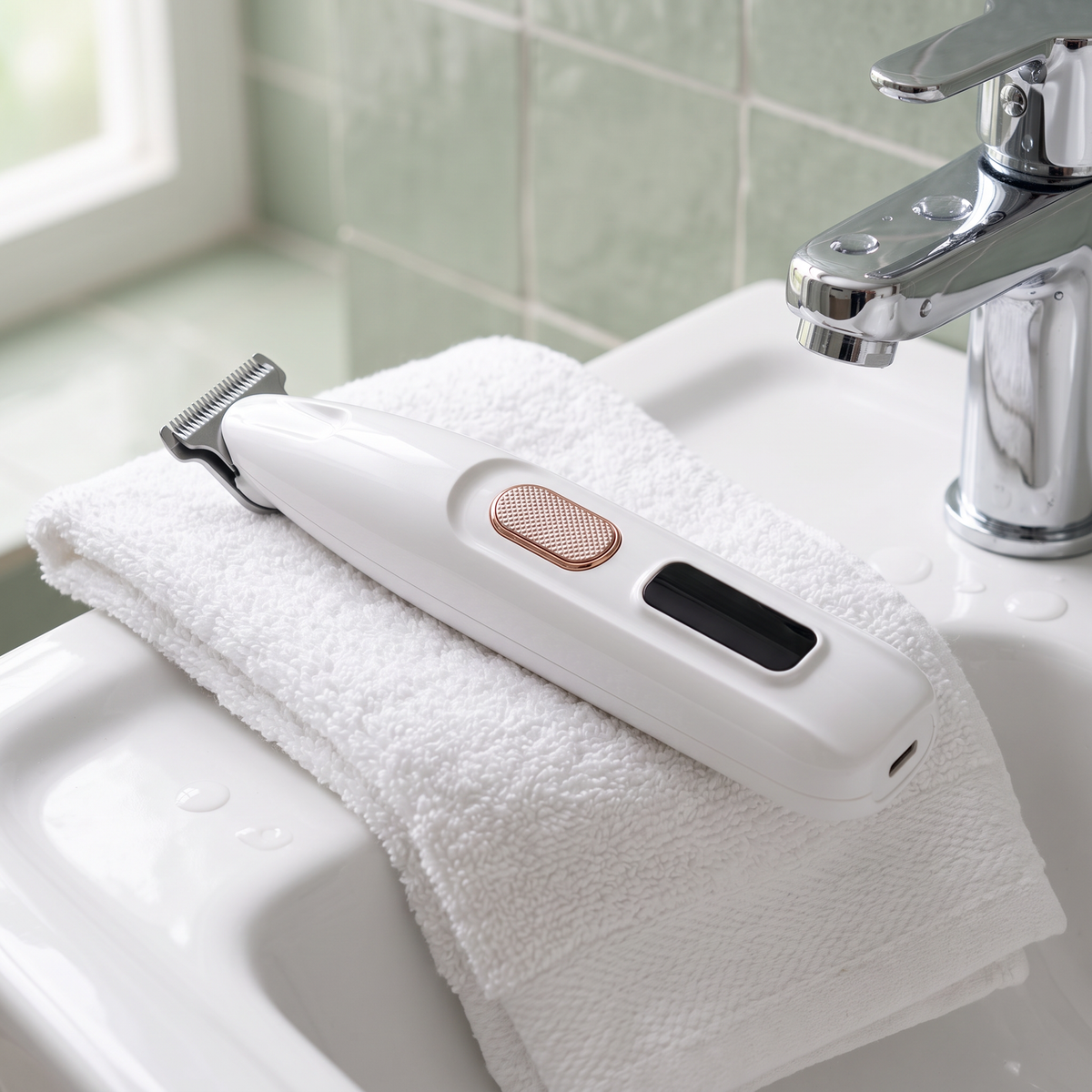 quiet dog clippers rechargeable ceramic blade paw trimmer with led in use