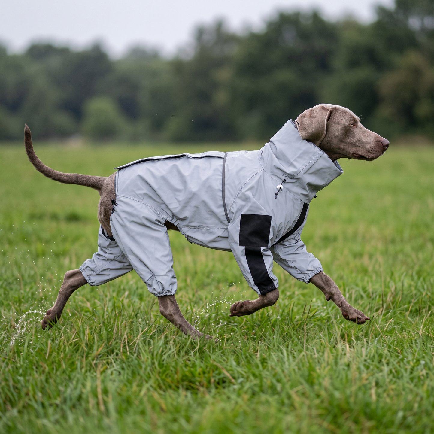 waterproof dog coat with legs reflective all weather rain suit in use